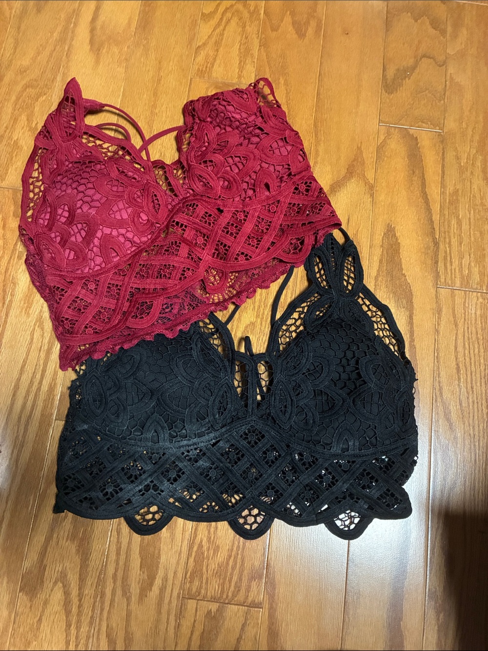 Lace Bralette Duo — Burgundy and Black Women’s Intimates